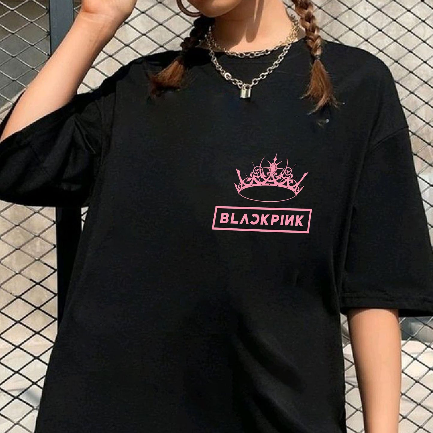 T SHIRT BLACKPINK-Blink crown pocket